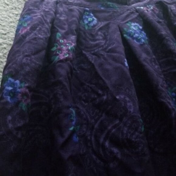 Jantzen Classics Women's 10 Purple Stretch Floral Peasant Skirt Rayon 27" 33" - Picture 2 of 6